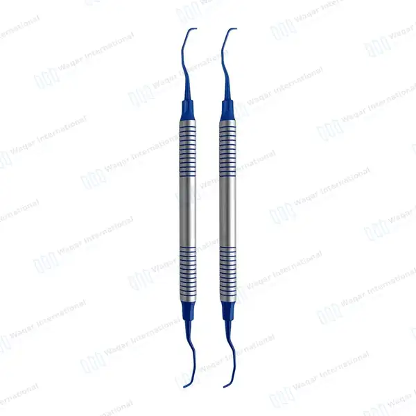 2 Pcs Gracey Curettes 11/12 Blue Titanium Coated Tips Hollow Handle - surgical instruments manufactured by Waqar International, Sialkot - view 2