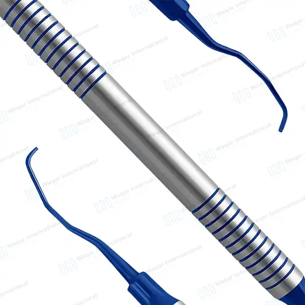 3 Gracey Curettes 11/12 Blue Titanium Coated Tips Hollow Handle - surgical instruments manufactured by Waqar International, Sialkot - view 5