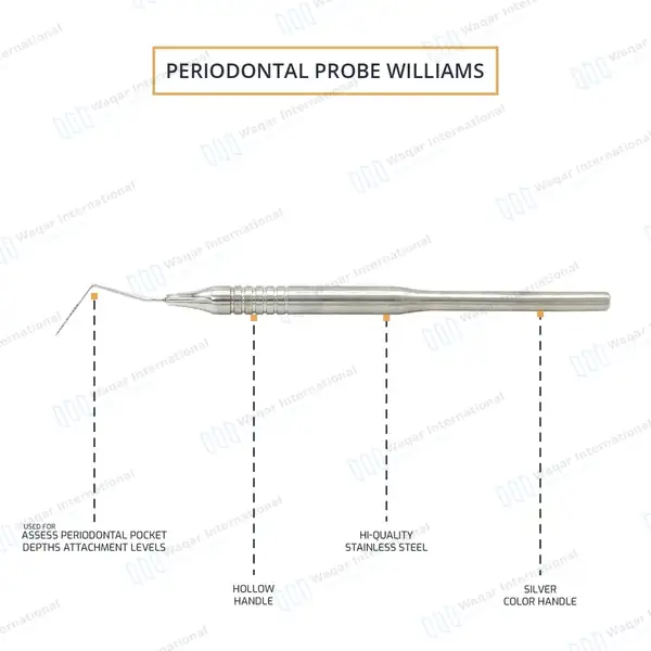 5 Williams Probe Color Coded Marking 1-2-3-5-7-8-9-10 Single Ended - surgical instruments manufactured by Waqar International, Sialkot - view 2
