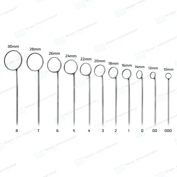 11 Pcs Laryngeal Mirrors Set #000, #00 #0, #1, #2, #3, #4, #5, #6, #7, #8 - surgical instruments manufactured by Waqar International, Sialkot - view 3