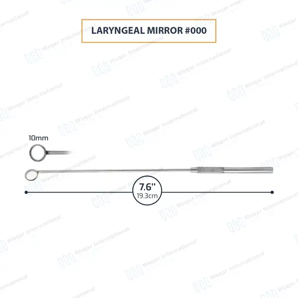 Laryngeal Mirror with Handle #000 - surgical instruments manufactured by Waqar International, Sialkot - view 3