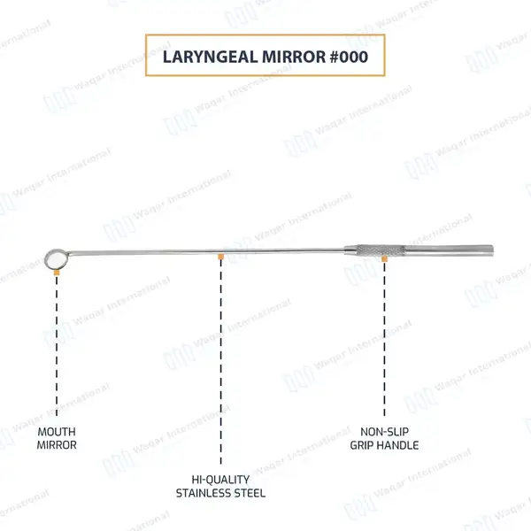 Laryngeal Mirror with Handle #000 - surgical instruments manufactured by Waqar International, Sialkot - view 4