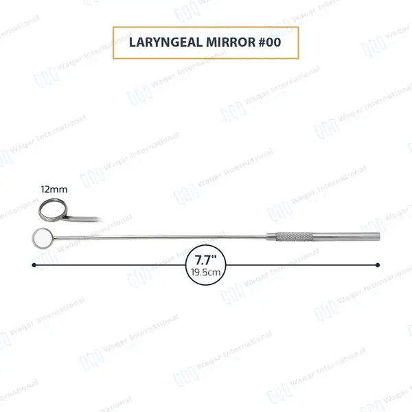 Laryngeal Mirror with Handle #00 - surgical instruments manufactured by Waqar International, Sialkot - view 3
