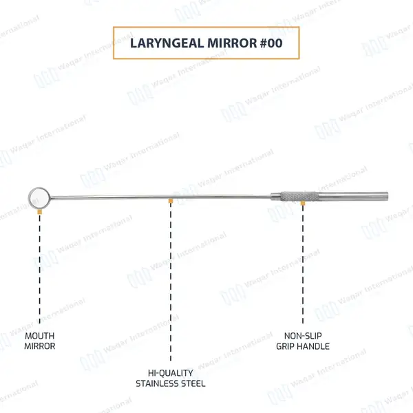 Laryngeal Mirror with Handle #00 - surgical instruments manufactured by Waqar International, Sialkot - view 4