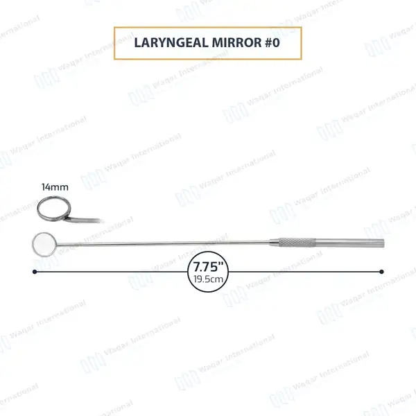 Laryngeal Mirror with Handle #0 - surgical instruments manufactured by Waqar International, Sialkot - view 3
