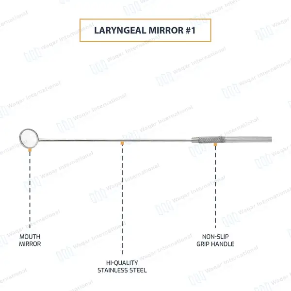 Laryngeal Mirror with Handle #1 - surgical instruments manufactured by Waqar International, Sialkot - view 4