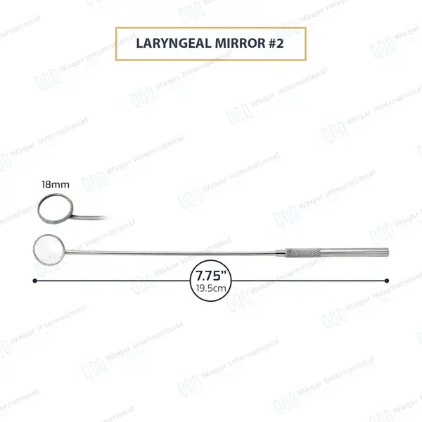 Laryngeal Mirror with Handle #2 - surgical instruments manufactured by Waqar International, Sialkot - view 3
