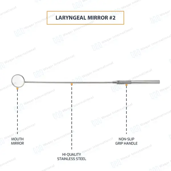 Laryngeal Mirror with Handle #2 - surgical instruments manufactured by Waqar International, Sialkot - view 4