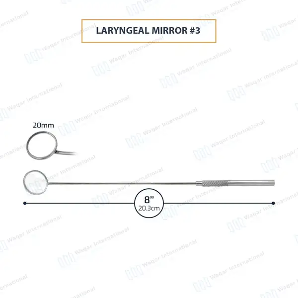 Laryngeal Mirror with Handle #3 - surgical instruments manufactured by Waqar International, Sialkot - view 3