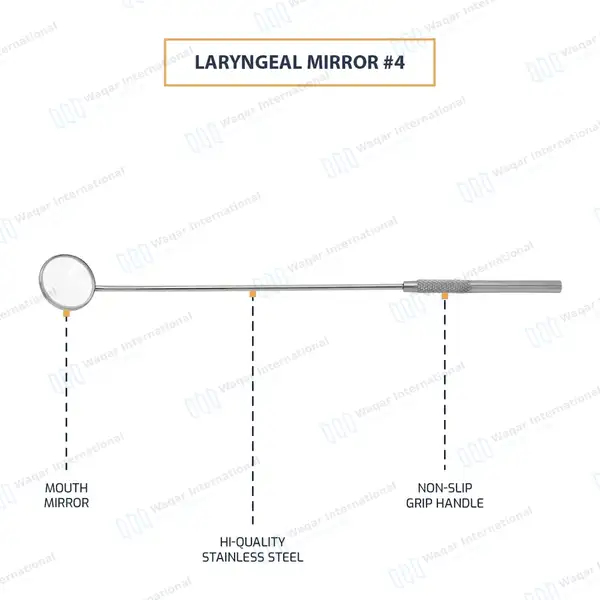 Laryngeal Mirror with Handle #4 - surgical instruments manufactured by Waqar International, Sialkot - view 4