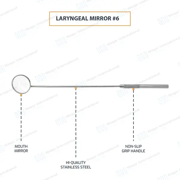Laryngeal Mirror with Handle #6 - surgical instruments manufactured by Waqar International, Sialkot - view 4
