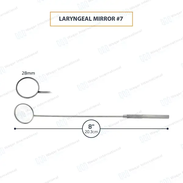 Laryngeal Mirror with Handle #7 - surgical instruments manufactured by Waqar International, Sialkot - view 3
