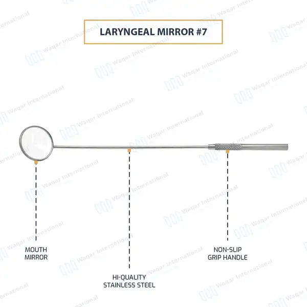 Laryngeal Mirror with Handle #7 - surgical instruments manufactured by Waqar International, Sialkot - view 4