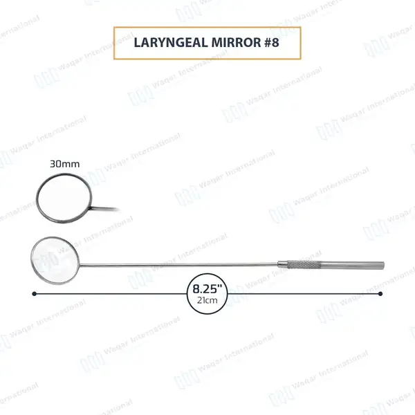 Laryngeal Mirror with Handle #8 - surgical instruments manufactured by Waqar International, Sialkot - view 3