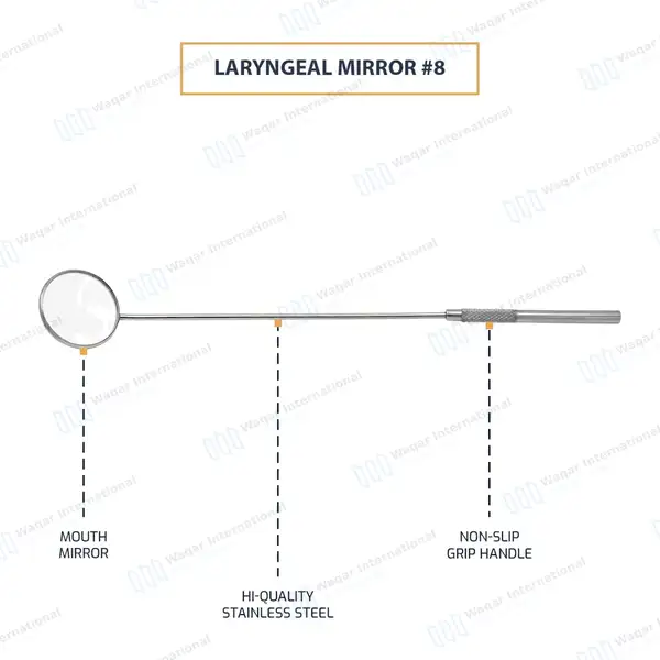 Laryngeal Mirror with Handle #8 - surgical instruments manufactured by Waqar International, Sialkot - view 4