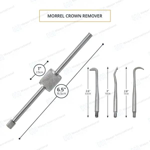 Morrel Crown Remover Set with 3 Tips - dental instruments manufactured by Waqar International, Sialkot - view 2