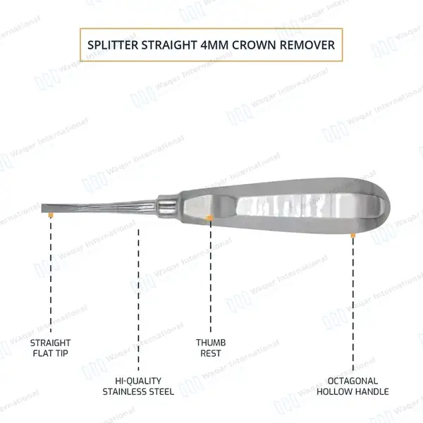 Crown Splitter Spreader Remover Straight 4mm - dental instruments manufactured by Waqar International, Sialkot - view 3