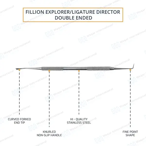 Fillion Explorer Ligature Director FE/LD 7″ Double Ended - dental instruments manufactured by Waqar International, Sialkot - view 3