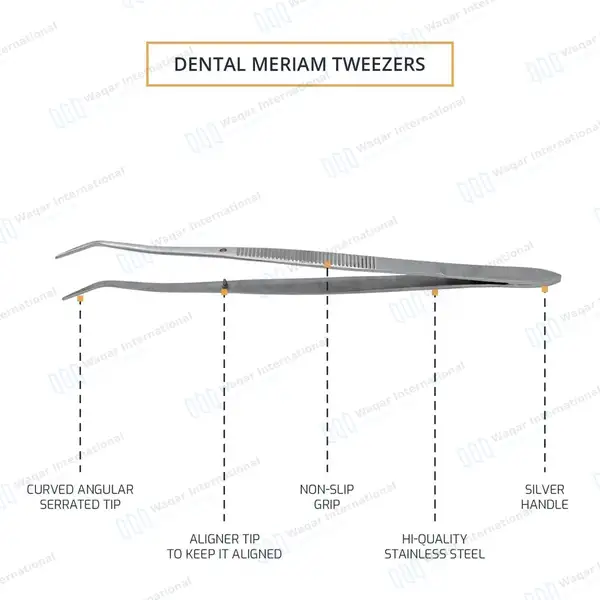 50 Meriam Foil Dental Cotton Forceps Tweezer 16cm - surgical instruments manufactured by Waqar International, Sialkot - view 4