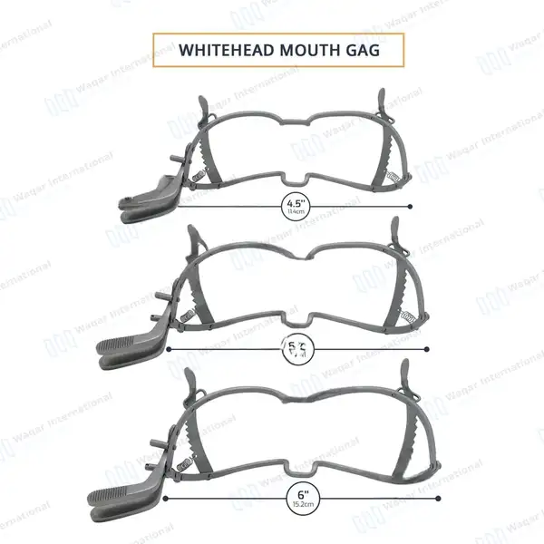3 Whitehead Mouth Gag 4.5″, 5.5″ & 6″ - surgical instruments manufactured by Waqar International, Sialkot - view 3