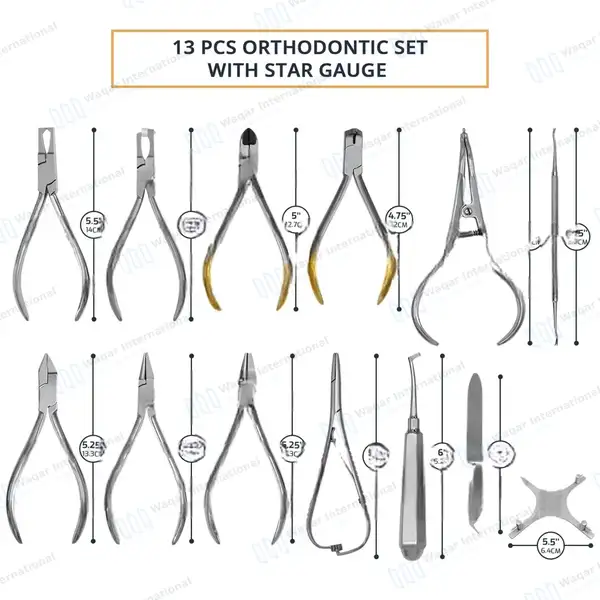 13 Pcs Orthodontic Instruments Set with Boone Gauge - surgical instruments manufactured by Waqar International, Sialkot - view 3