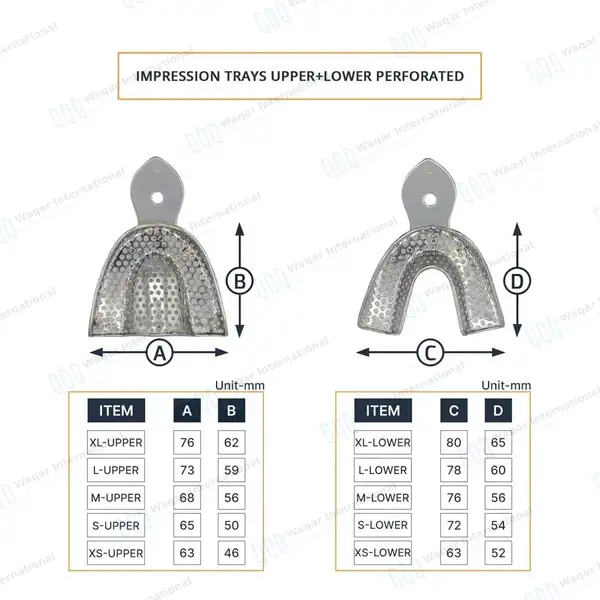 20 Metal Impression Trays Upper & Lower Solid+Perforated - surgical instruments manufactured by Waqar International, Sialkot - view 4