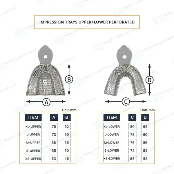 2 Dental Impression Trays Large Perforated Upper & Lower - surgical instruments manufactured by Waqar International, Sialkot - view 2