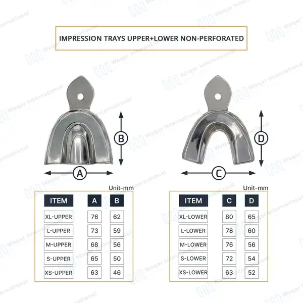 2 Pcs Metal Impression Trays Solid X-Large Upper & Lower - surgical instruments manufactured by Waqar International, Sialkot - view 3