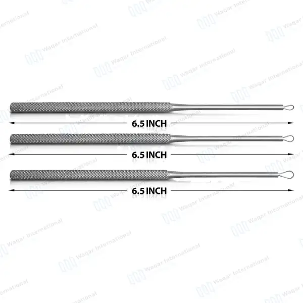 3 Pcs Billeau Ear Pick Ear Loop Curette Set Size #1, #2 & #3 - surgical instruments manufactured by Waqar International, Sialkot - view 3
