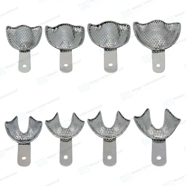 8 Impression Trays Perforated S, M, L & XL Upper Lower Edentulous Denture - surgical instruments manufactured by Waqar International, Sialkot - view 2