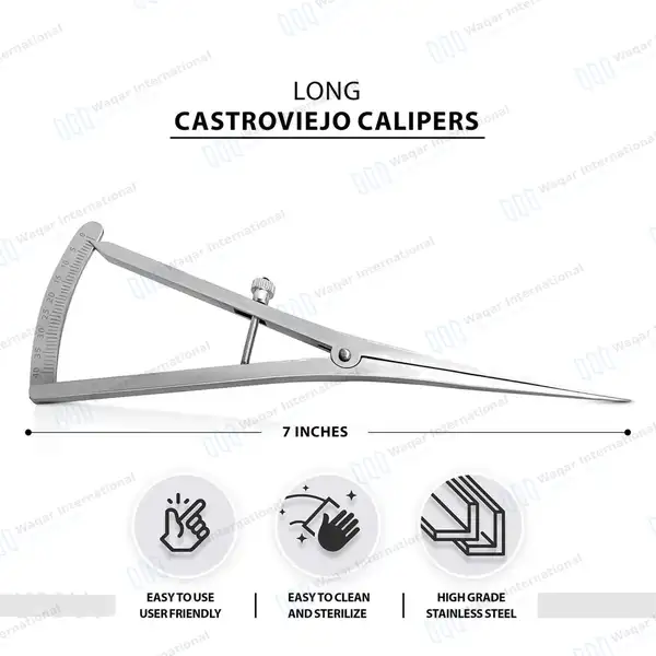 6 Pcs Castroviejo Caliper Long 0-40mm Straight 7″ - dental instruments manufactured by Waqar International, Sialkot - view 2