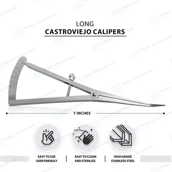 12 Pcs Castroviejo Caliper Long 0-40mm Angled 7″ - dental instruments manufactured by Waqar International, Sialkot - view 2