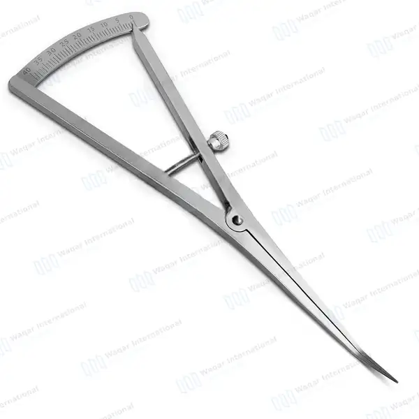 2 Castroviejo Caliper Long 7″ Straight + Angled Graduated 0-40mm - dental instruments manufactured by Waqar International, Sialkot - view 3