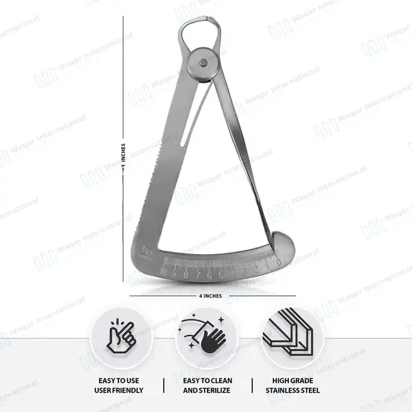 6 Crown Gauge Iwanson Spring Caliper 4″ for Wax Improved Model - dental instruments manufactured by Waqar International, Sialkot - view 3