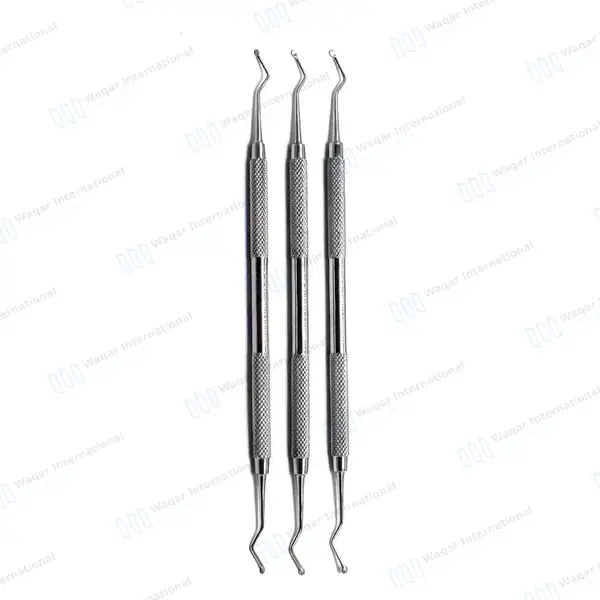 3 Pcs Dental Excavator Set 125/126, 127/128 & 129/130 Double Ended - surgical instruments manufactured by Waqar International, Sialkot - view 2