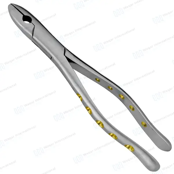 Extracting Forceps #1 with Gold Hollow Python Grip Handle - dental instruments manufactured by Waqar International, Sialkot - view 2