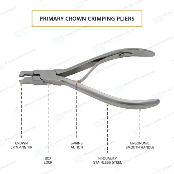 Primary Crown Crimping Pliers 5″ Slim Profile Tips - surgical instruments manufactured by Waqar International, Sialkot - view 4