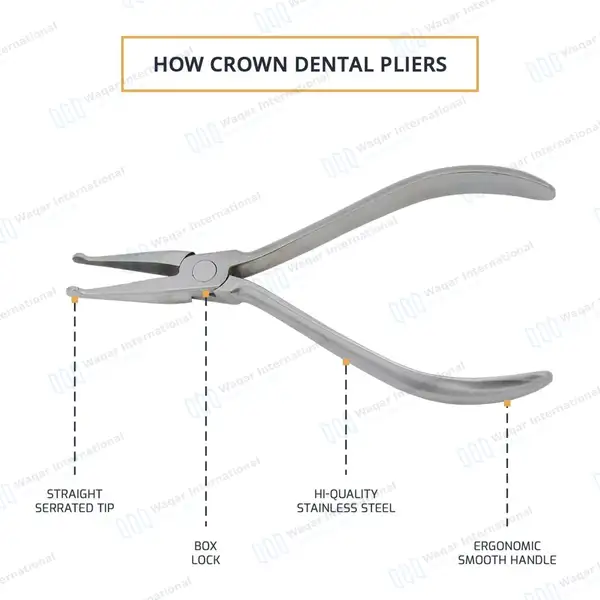 How Crown Pliers 5.5″ Straight Serrated Tips - surgical instruments manufactured by Waqar International, Sialkot - view 4