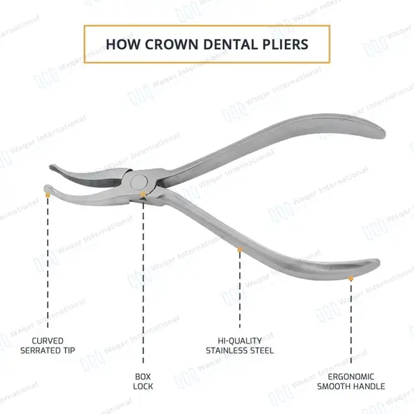 How Crown Pliers 5.5″ Curved Serrated Tips - surgical instruments manufactured by Waqar International, Sialkot - view 4