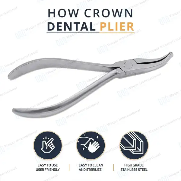 How Crown Pliers 5.5″ Curved Serrated Tips - surgical instruments manufactured by Waqar International, Sialkot - view 10