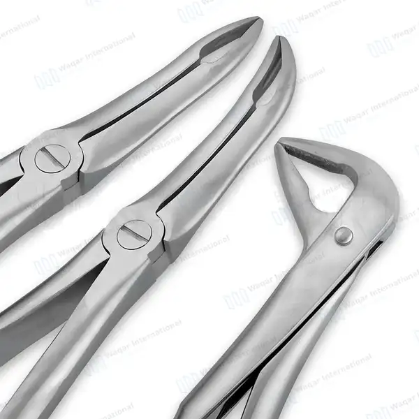 3 Pcs T/C Root Tip Extraction Forceps #845 #849 #859 Diamond Dusted Gold Handle - surgical instruments manufactured by Waqar International, Sialkot - view 4
