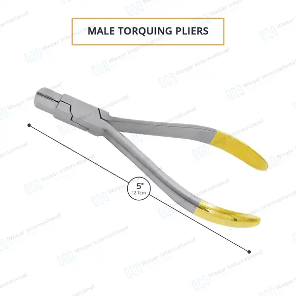 T/C Male Torquing Plier 5″ (12.7cm) Gold Handle - surgical instruments manufactured by Waqar International, Sialkot - view 3