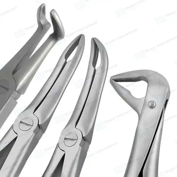 4 Pcs T/C Root Tip Extracting Forceps #845 #846 #849 #859 Diamond Dusted Gold Handle - surgical instruments manufactured by Waqar International, Sialkot - view 2