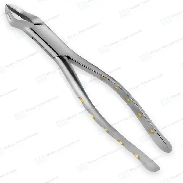 Extracting Forceps #88R 1st & 2nd Upper Molar with Gold Python Grip - dental instruments manufactured by Waqar International, Sialkot - view 2