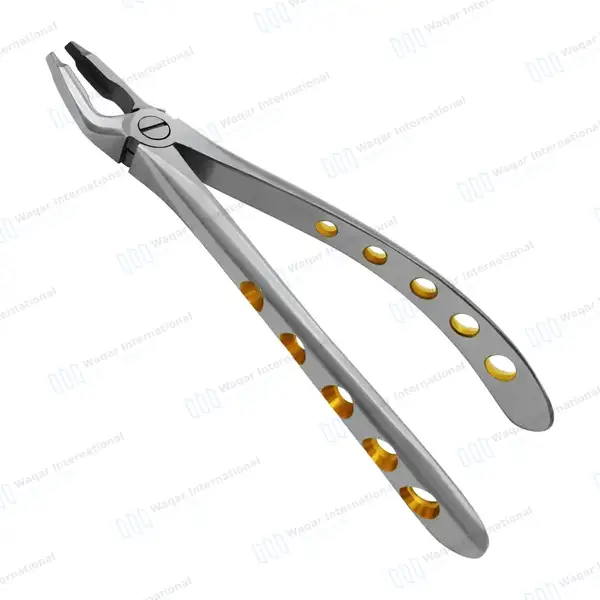 Dental Extracting Forceps #F1 Diamond Dusted Gold Handle - surgical instruments manufactured by Waqar International, Sialkot - view 2