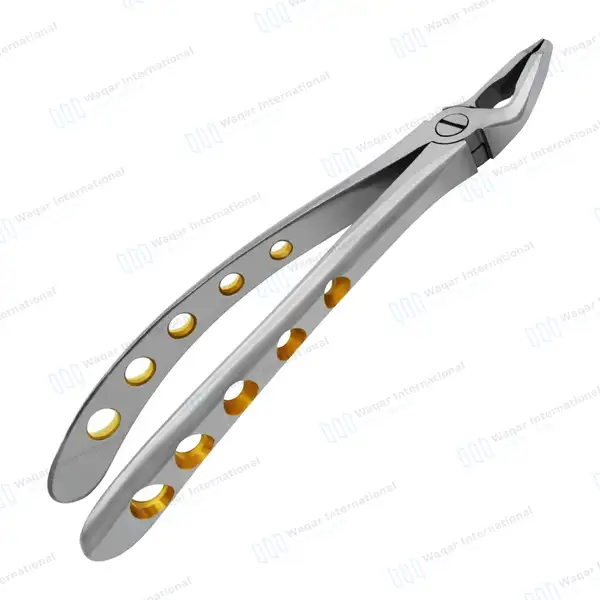 Dental Extracting Forceps #F1 Diamond Dusted Gold Handle - surgical instruments manufactured by Waqar International, Sialkot - view 7