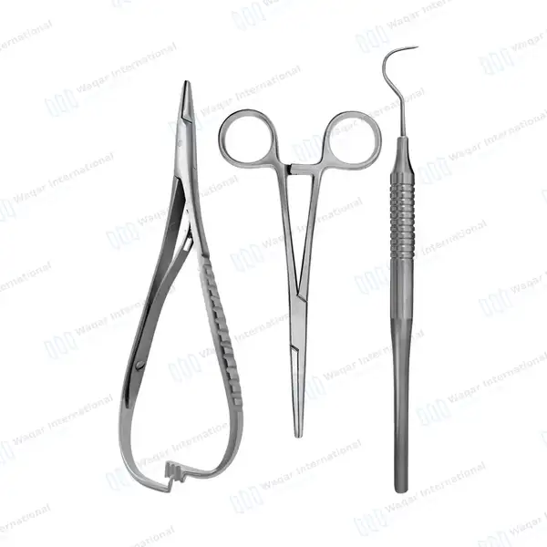 3 Pcs Basic Dental Ligature Ties Removal Braces Fixing Tool Kit - surgical instruments manufactured by Waqar International, Sialkot - view 2