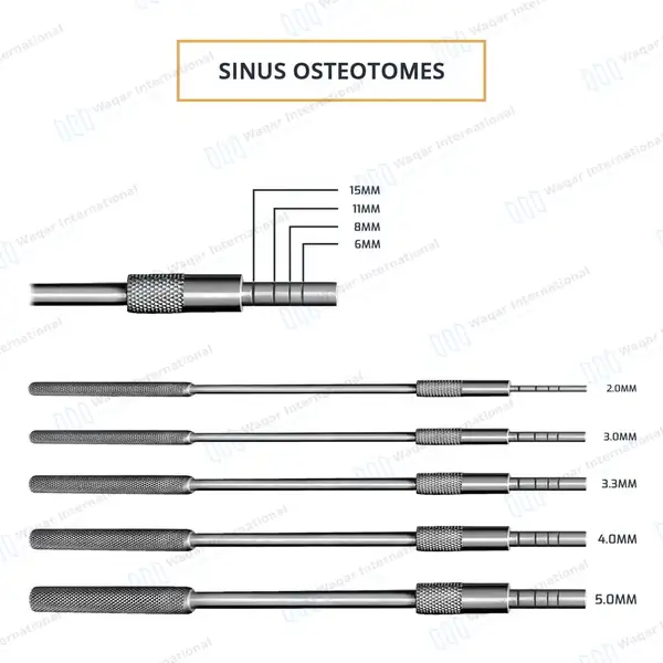 10 Pcs Sinus Osteotomes Straight+Angled Adjustable Screw Concave Tip - surgical instruments manufactured by Waqar International, Sialkot - view 2
