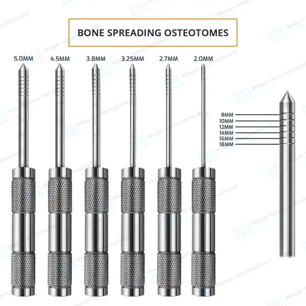 6 Pcs Convex Bone Spreading Osteotomes Straight Handle - surgical instruments manufactured by Waqar International, Sialkot - view 2