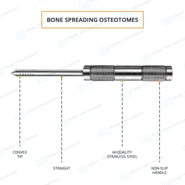 6 Pcs Convex Bone Spreading Osteotomes Straight Handle - surgical instruments manufactured by Waqar International, Sialkot - view 3